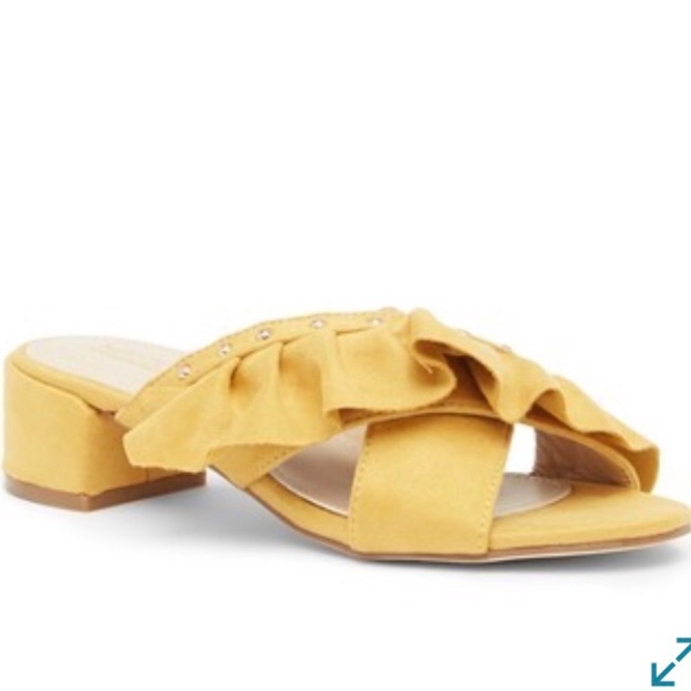 Catherine Malandrino Yellow Studded Ruffle Slide